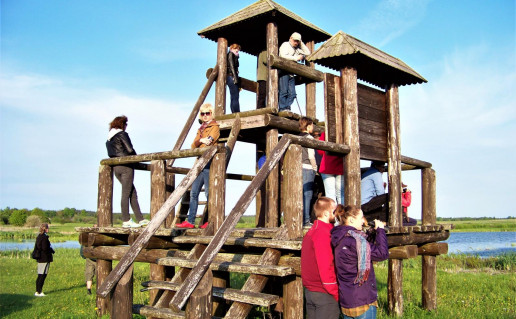 Birdwatching observation tower, Lookout in Hortobagy National Park.  Hungary. Europe UNESCO World Heritage Site Stock Photo - Alamy